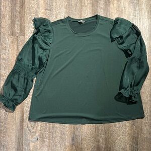 Cato Forest Green Blouse with Ruffled Sleeves